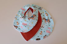 Load image into Gallery viewer, Light Blue Farm Animals Bib
