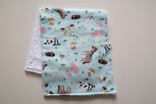Load image into Gallery viewer, Light Blue Farm Animals Burpcloth