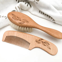 Load image into Gallery viewer, Wooden Baby Hairbrush and Comb Set