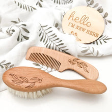 Load image into Gallery viewer, Wooden Baby Hairbrush and Comb Set