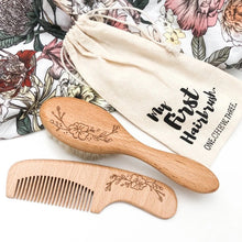Load image into Gallery viewer, Wooden Baby Hairbrush and Comb Set