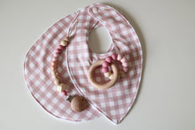 Load image into Gallery viewer, Rose Pink Gingham Bib