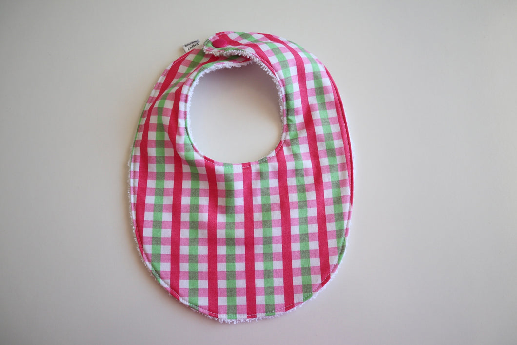 Pink and Green Gingham Bib