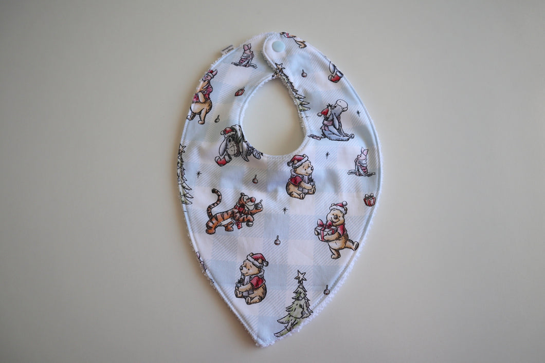 Winnie the Pooh Christmas Bib Blue