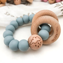 Load image into Gallery viewer, Elements Silicone and Beech Wood Rattle Teether
