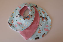 Load image into Gallery viewer, Light Blue Farm Animals Bib
