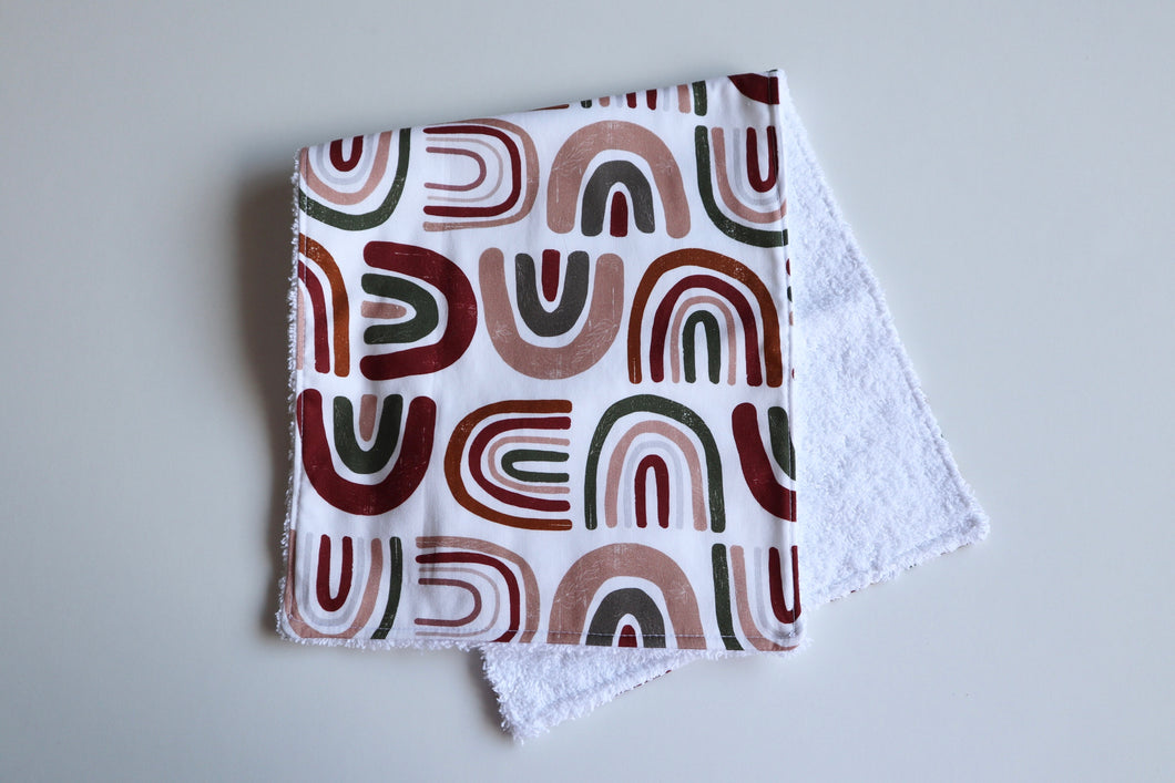 White Retro Rainbow Burp Cloth