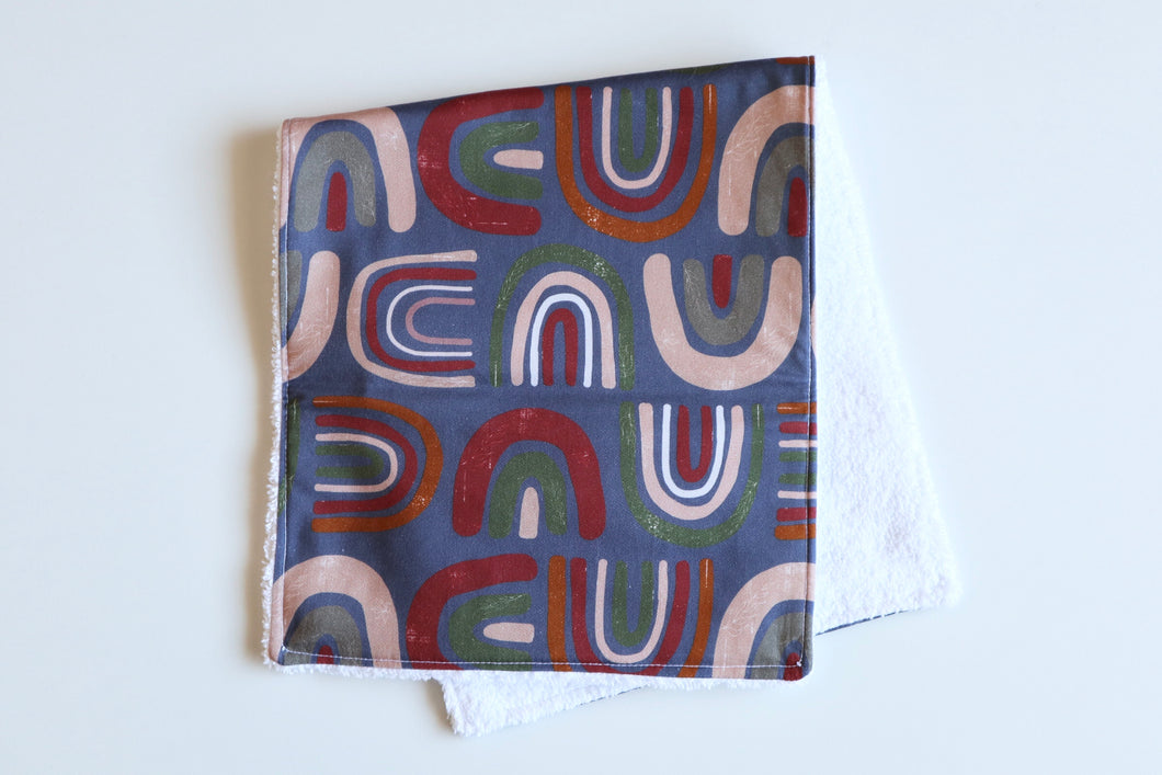 Navy Retro Rainbow Burp Cloth