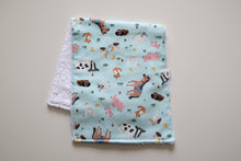 Load image into Gallery viewer, Light Blue Farm Animals Burpcloth
